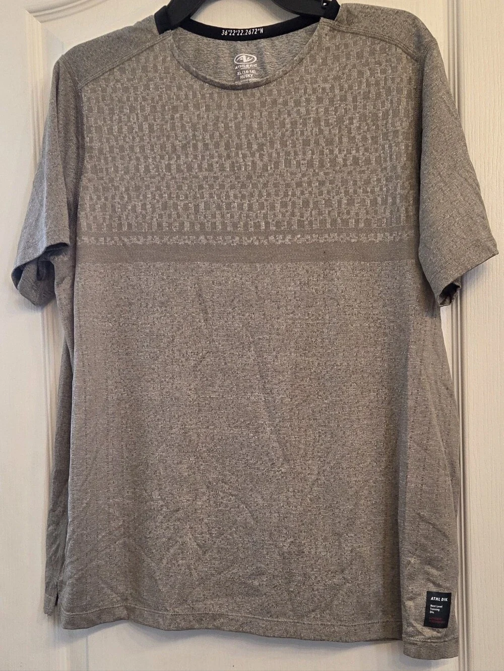 AThletic Heather Grey Short Sleeve Crew Neck Tee KIDS SZ XL Husky (14-16)